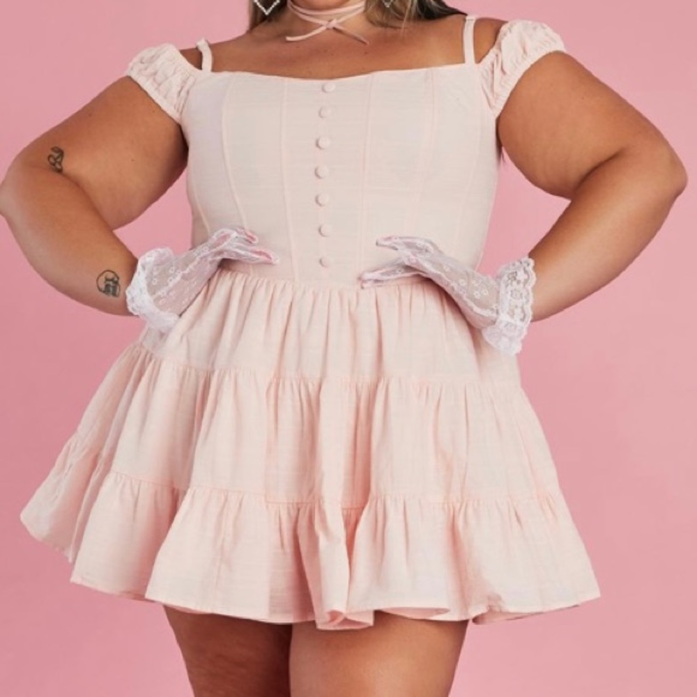 Dolls Kill Sugar Thrillz Pink Babydoll Dress 3X